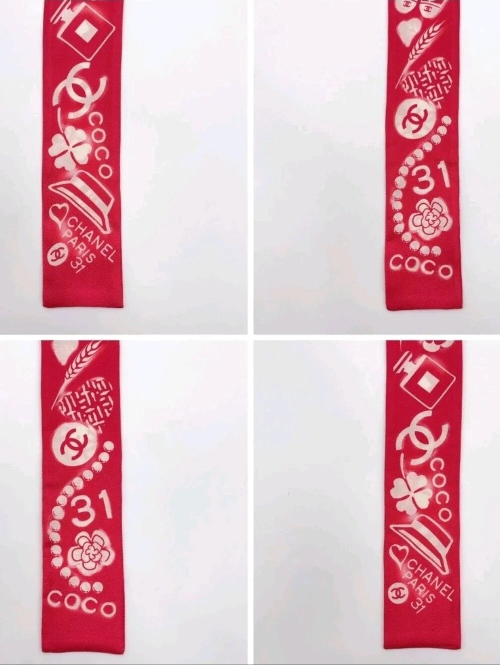 Auth Chanel Cambon Coco Silk Twilly Scarf